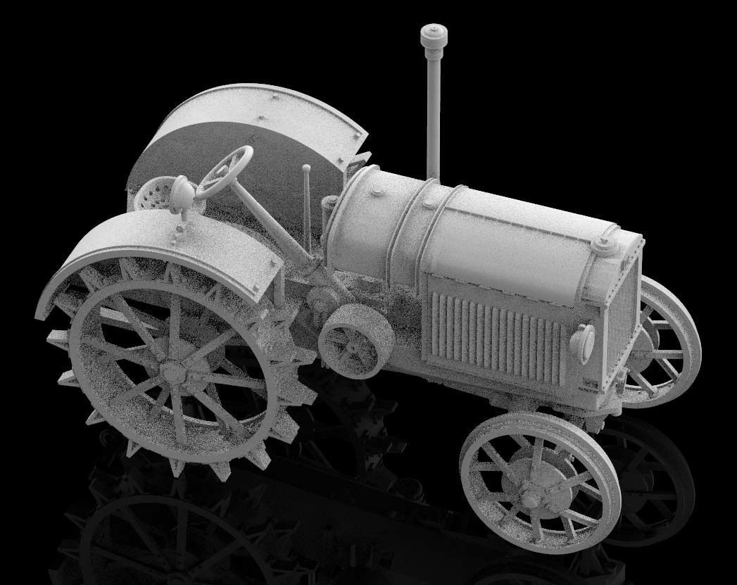 tractor with two wheels 3D print model_7