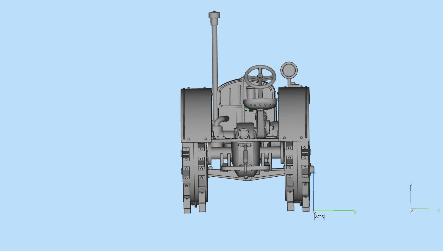 tractor with two wheels 3D print model_11