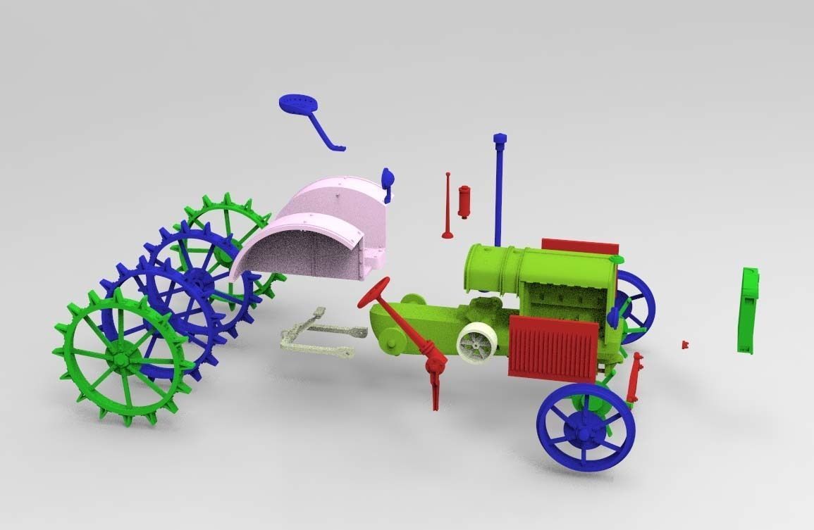 tractor with two wheels 3D print model_15