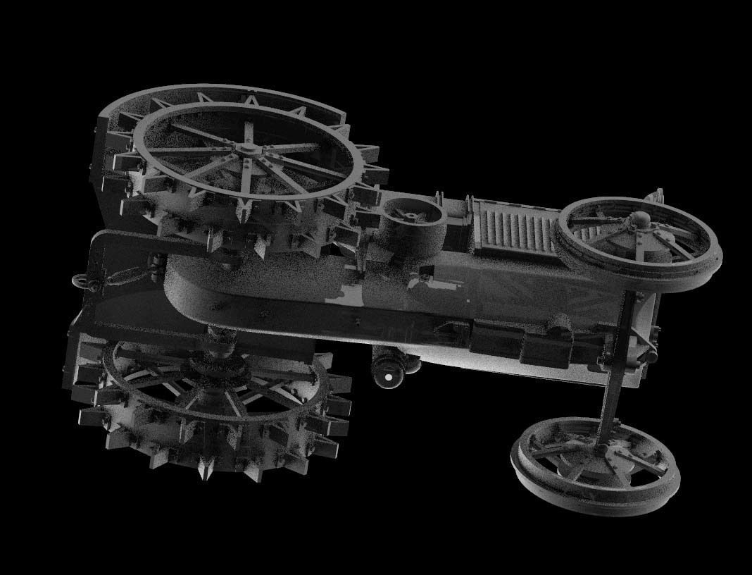 tractor with two wheels 3D print model_4
