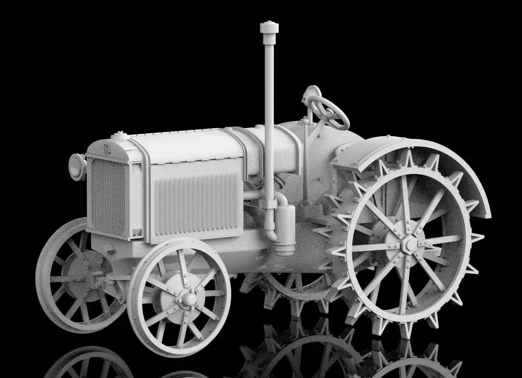 tractor with two wheels 3D print model_0