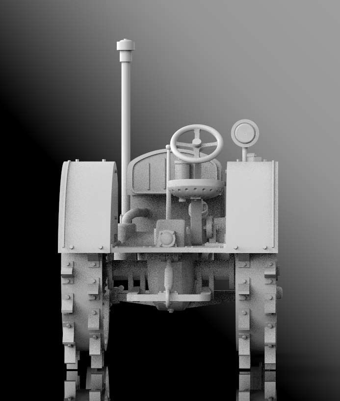 tractor with two wheels 3D print model_3