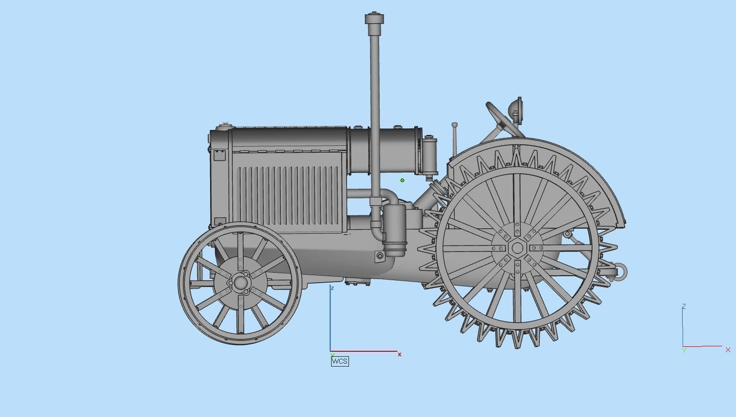 tractor with two wheels 3D print model_9