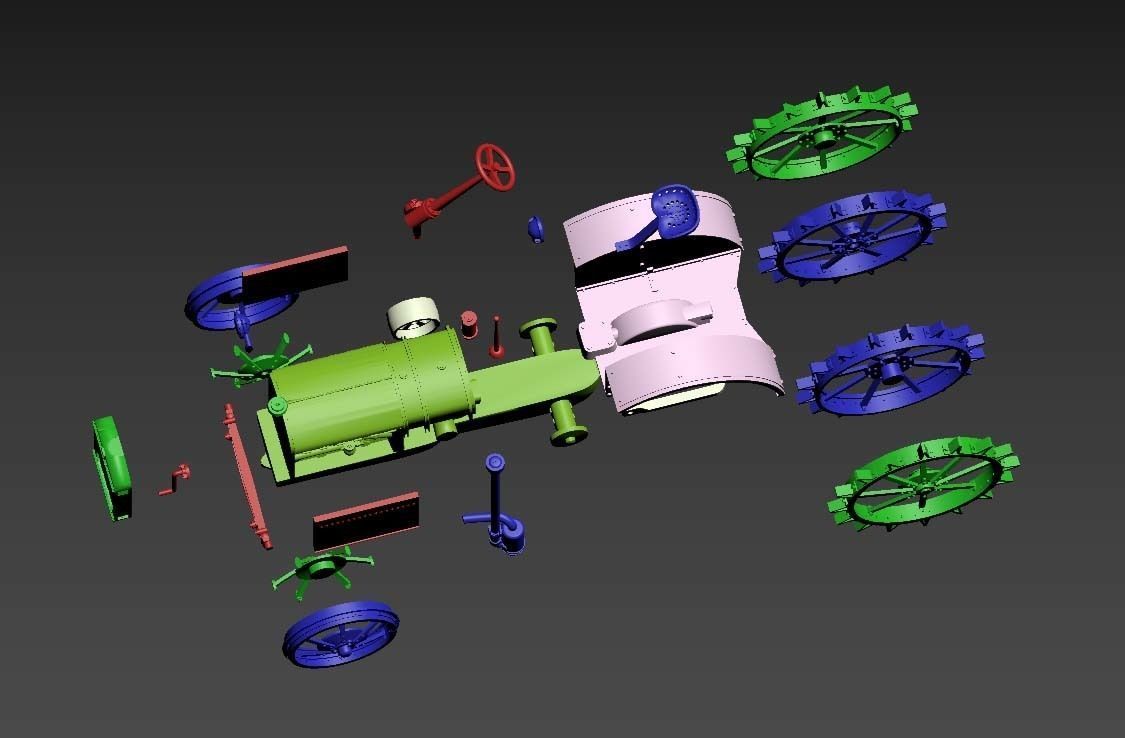 tractor with two wheels 3D print model_17