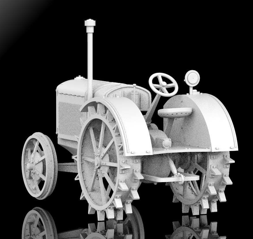 tractor with two wheels 3D print model_5