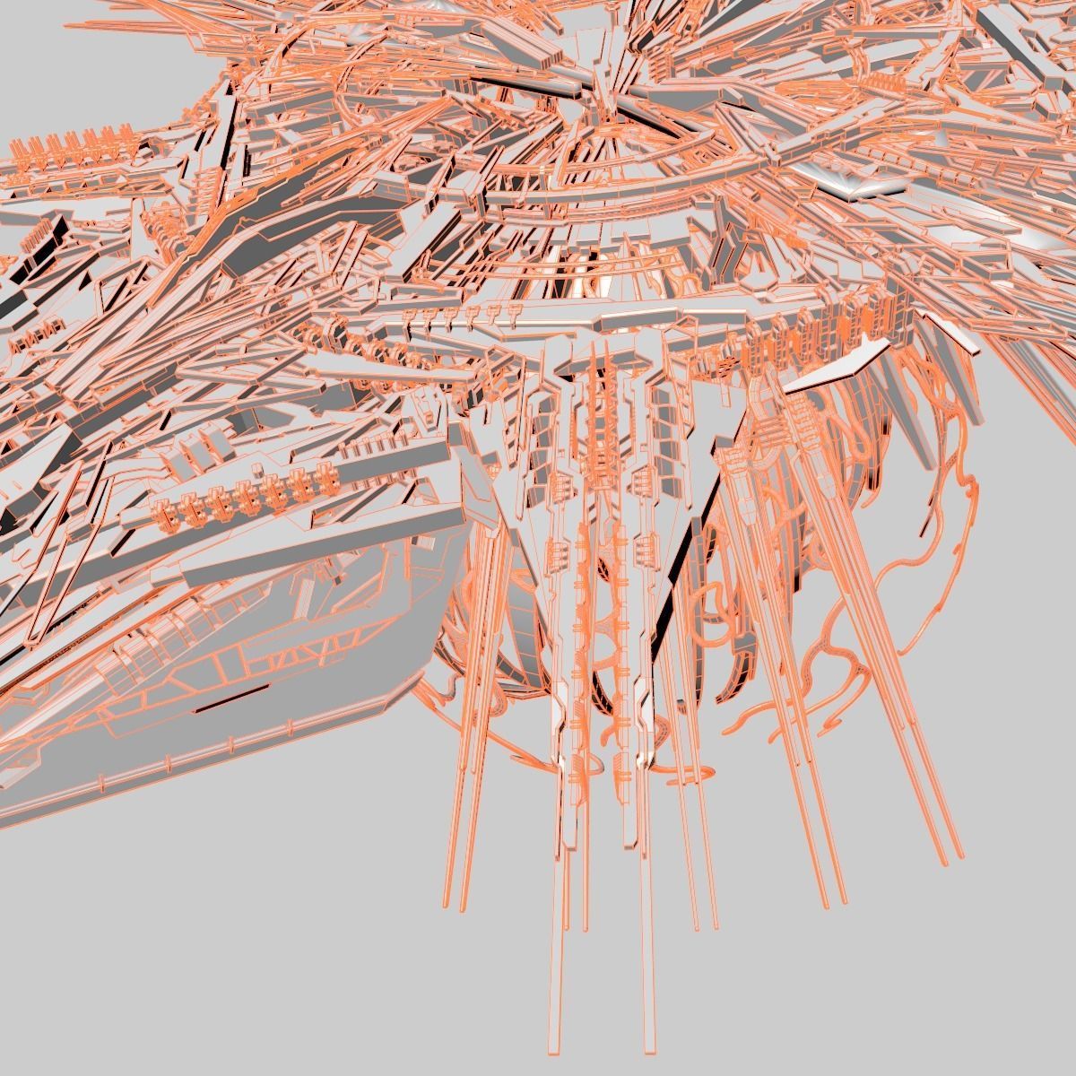 Alien World Destroyer Starship 3D model_14
