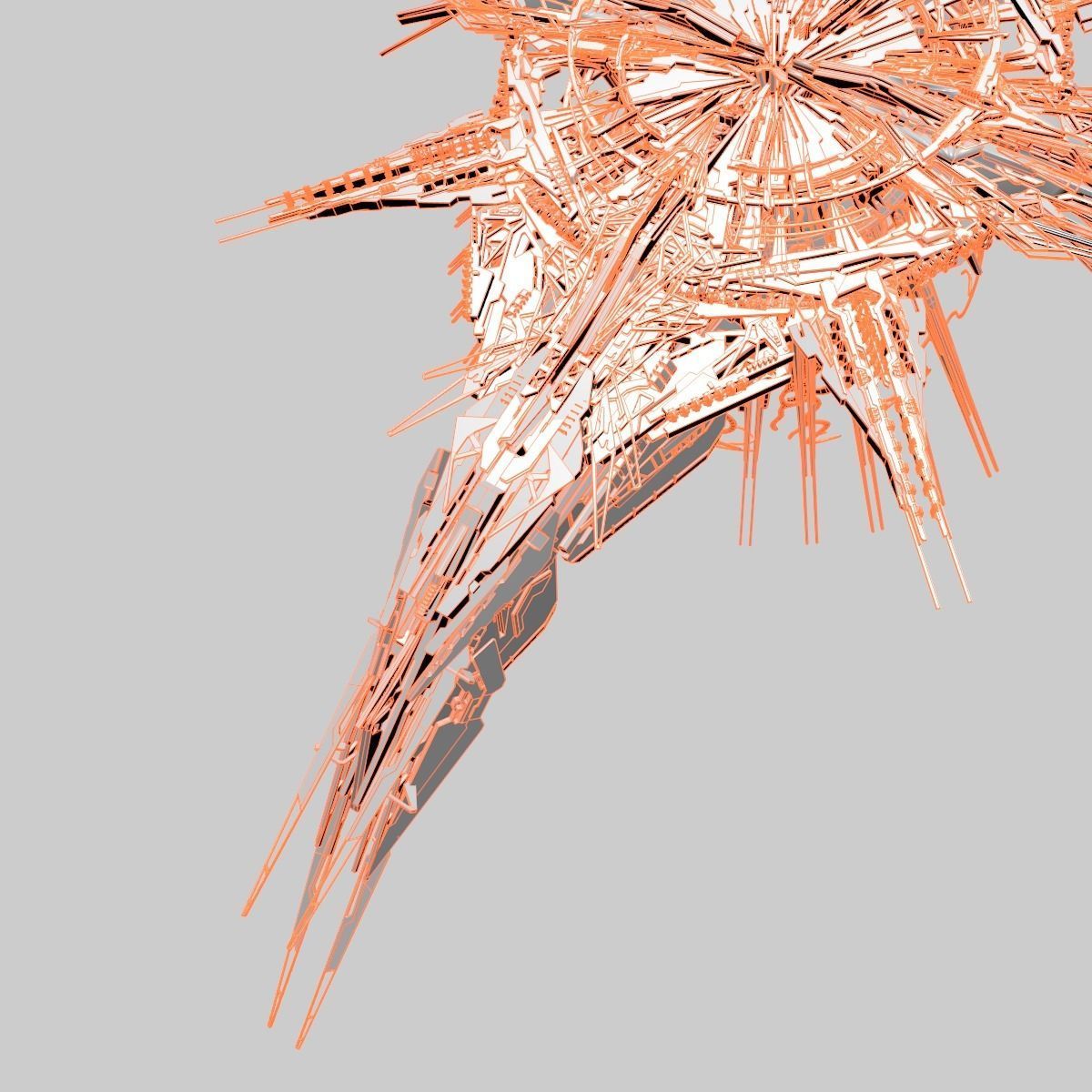Alien World Destroyer Starship 3D model_21