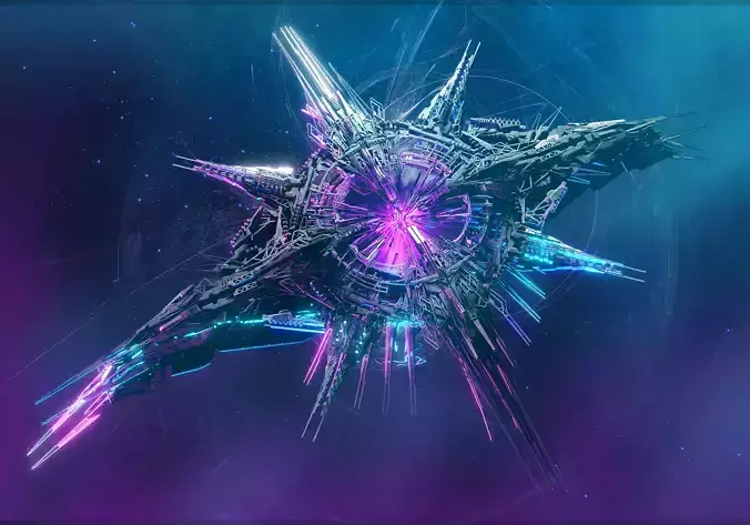 Alien World Destroyer Starship 3D model