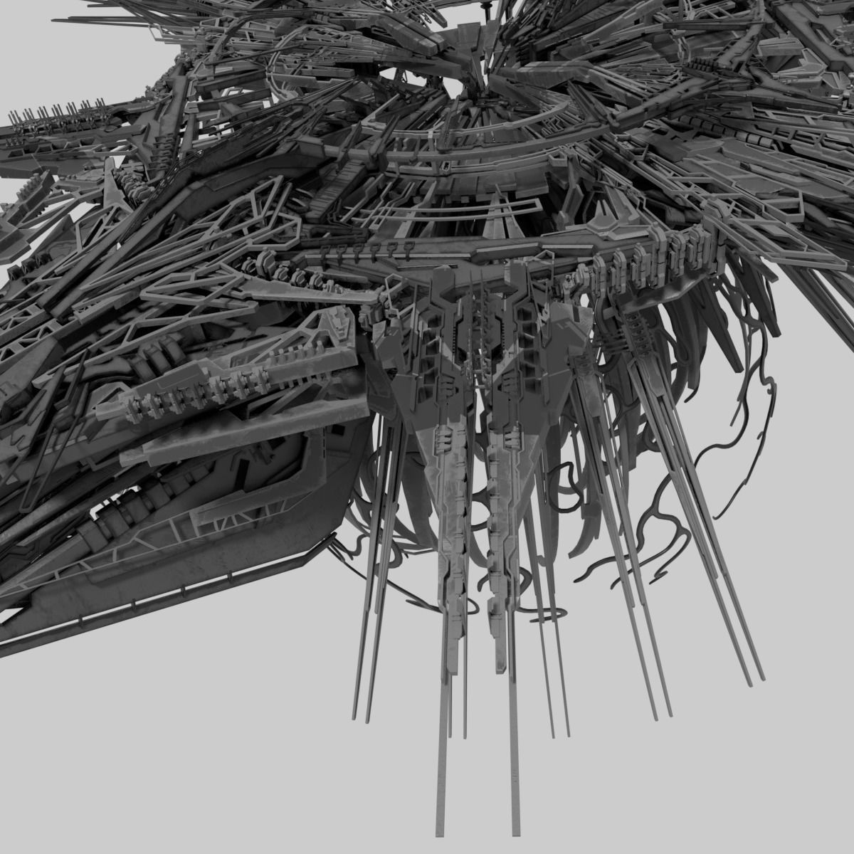 Alien World Destroyer Starship 3D model_6