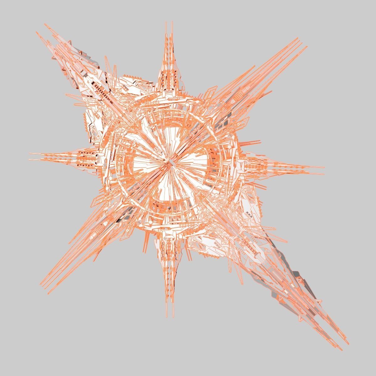 Alien World Destroyer Starship 3D model_16