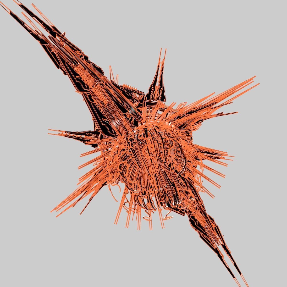 Alien World Destroyer Starship 3D model_10