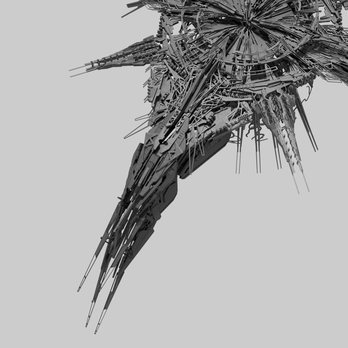 Alien World Destroyer Starship 3D model_9