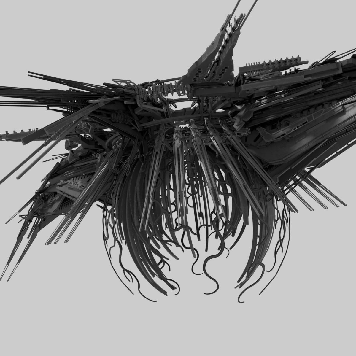 Alien World Destroyer Starship 3D model_4