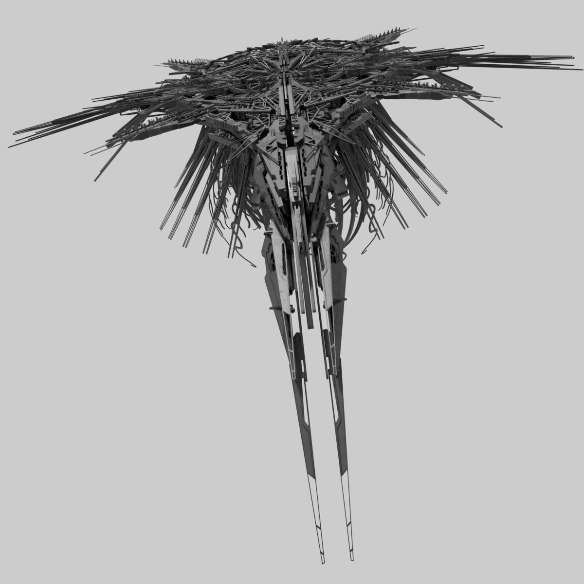 Alien World Destroyer Starship 3D model_2
