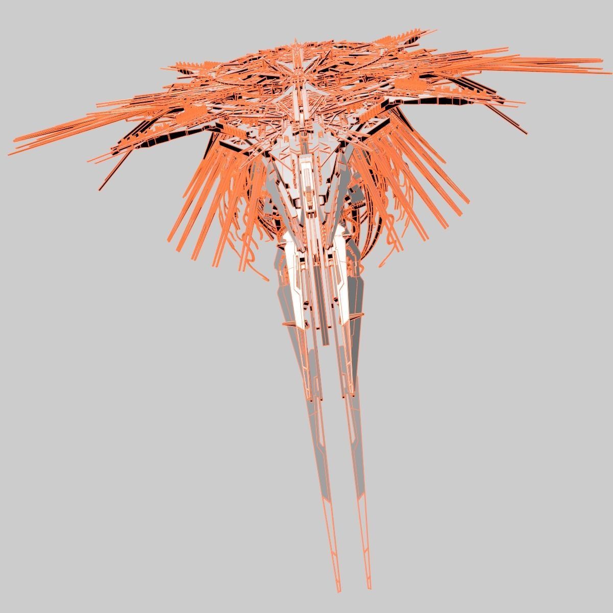 Alien World Destroyer Starship 3D model_13