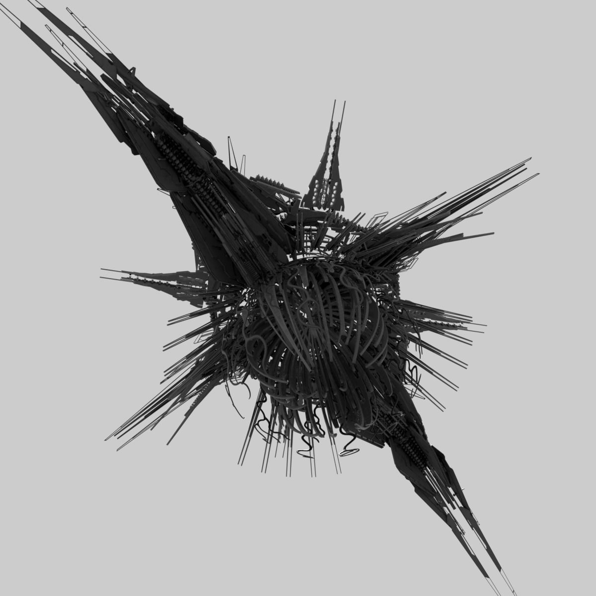 Alien World Destroyer Starship 3D model_3