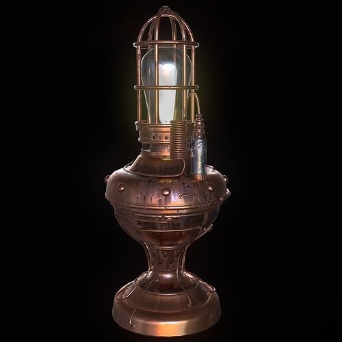 Steampunk lamp Low-poly 3D model