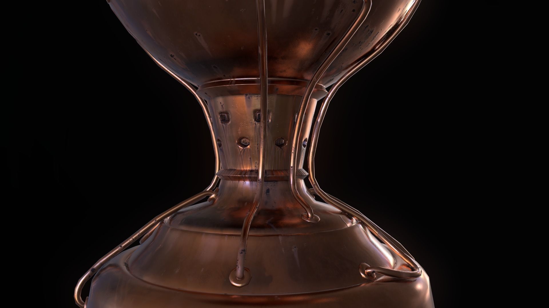 Steampunk lamp Low-poly 3D model_7