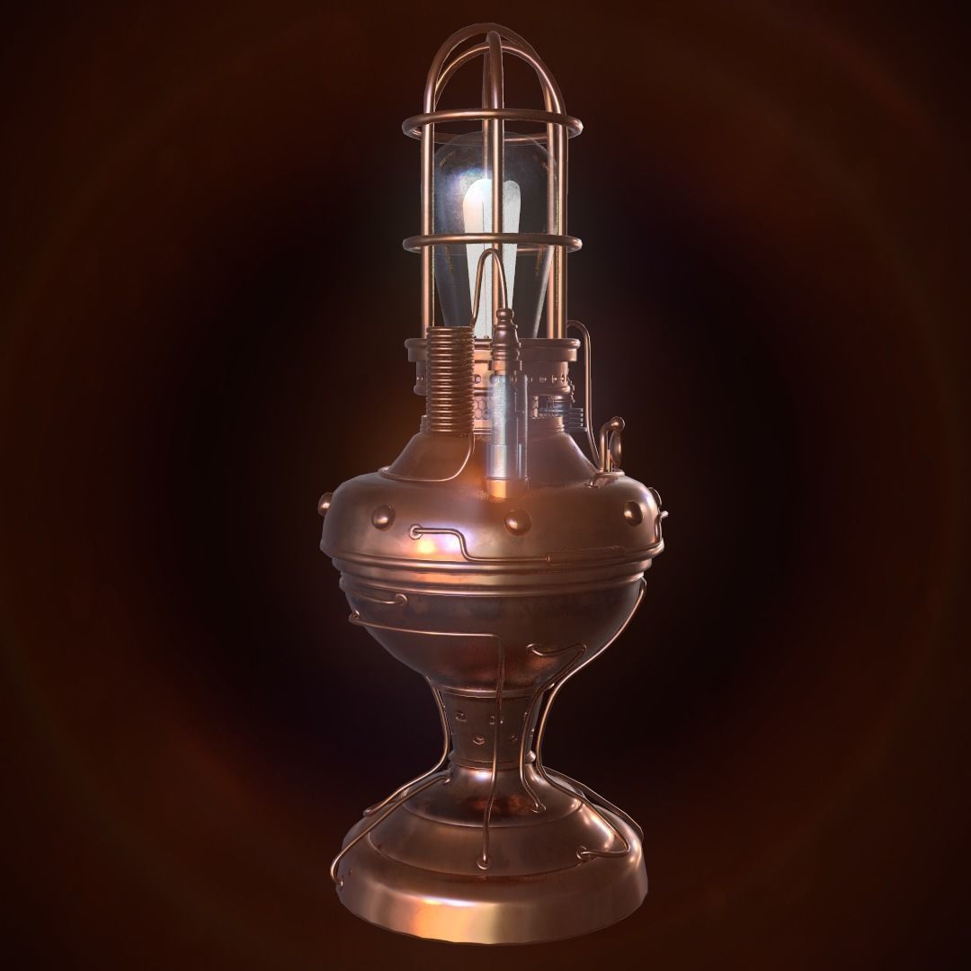 Steampunk lamp Low-poly 3D model_2
