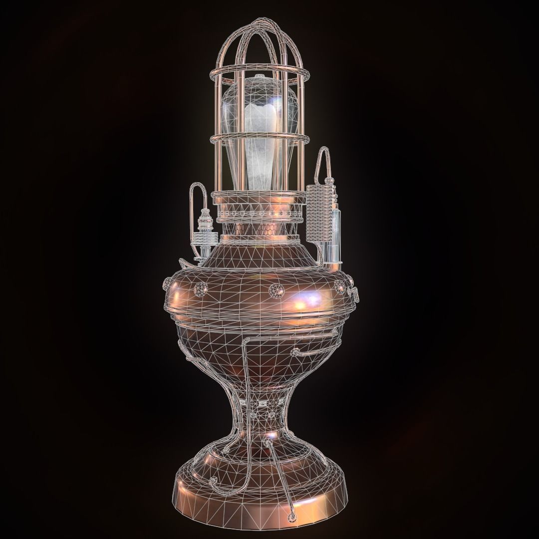 Steampunk lamp Low-poly 3D model_11