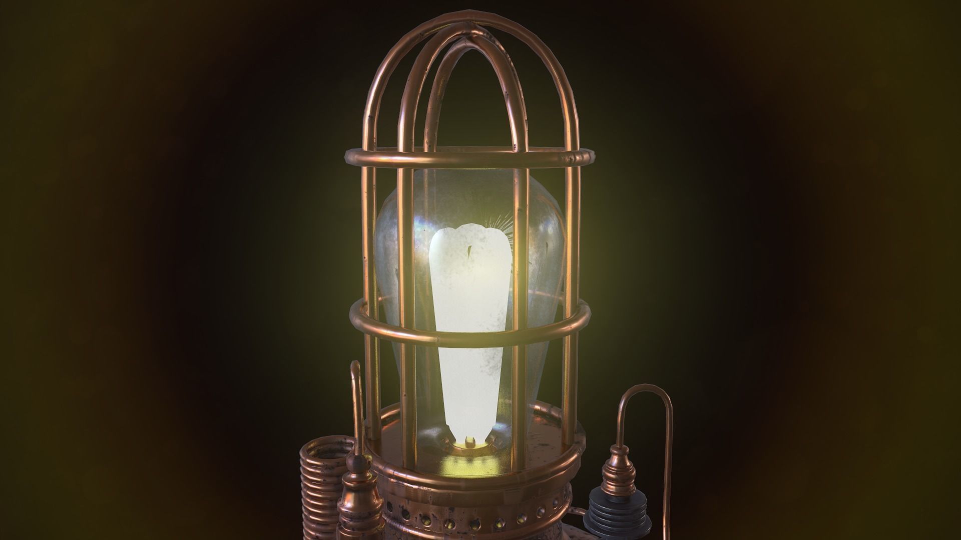 Steampunk lamp Low-poly 3D model_5