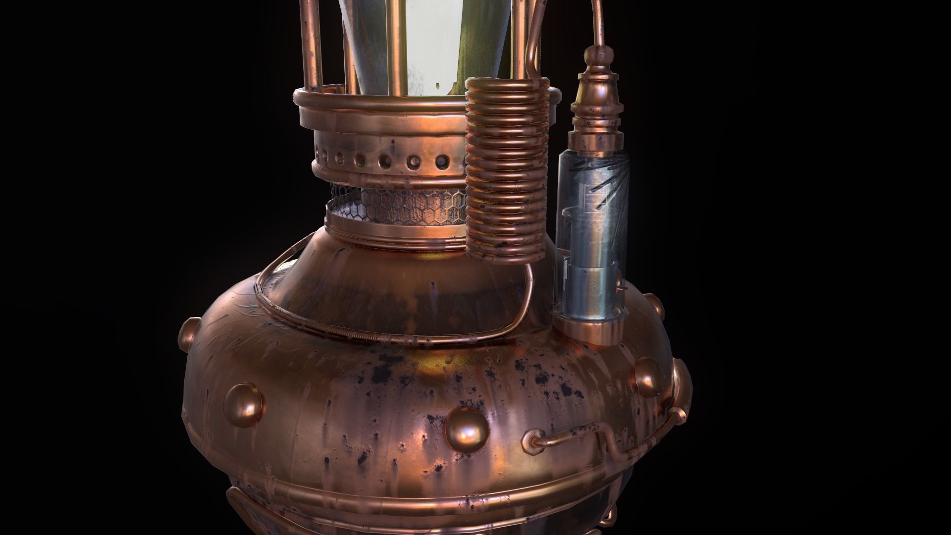 Steampunk lamp Low-poly 3D model_6