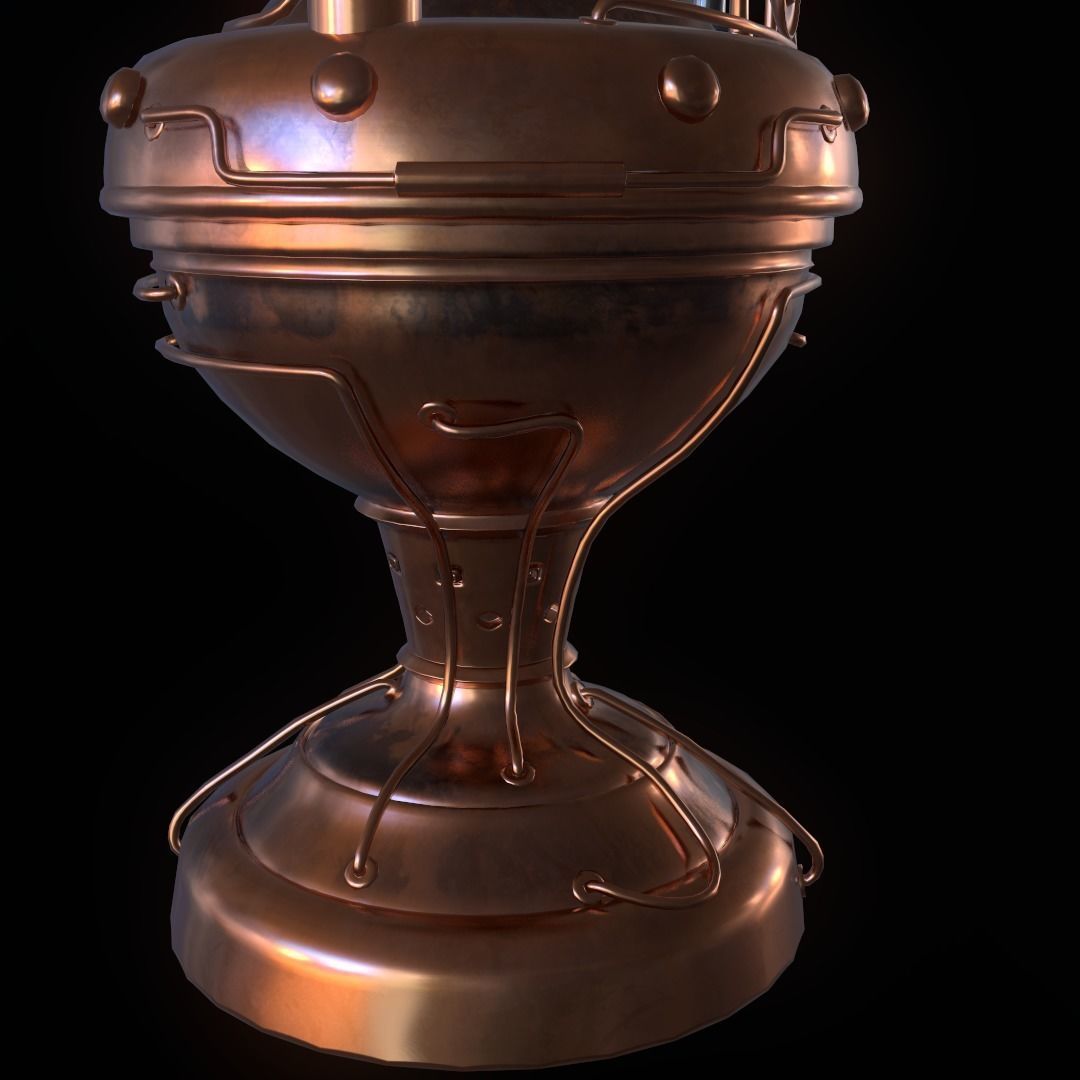 Steampunk lamp Low-poly 3D model_12
