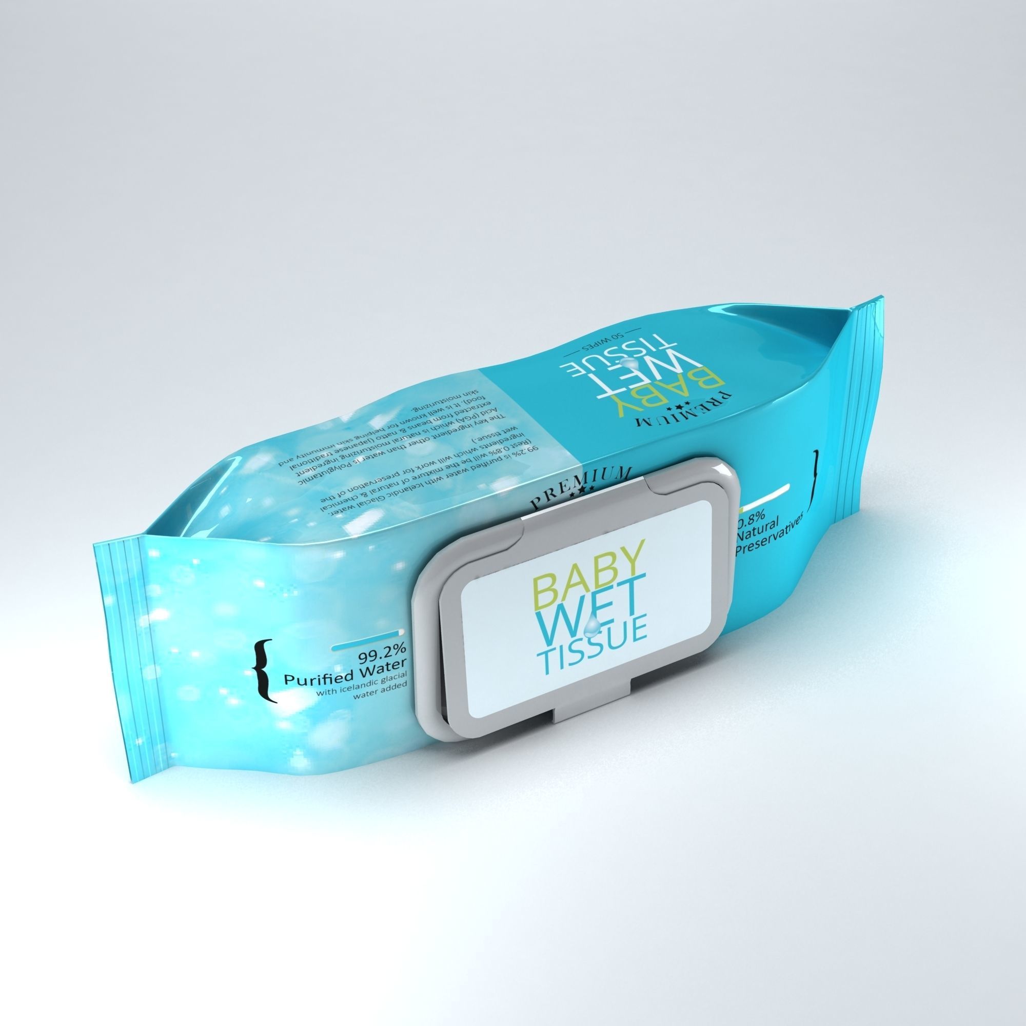 3D model Baby Wet Tissue Mockup  3D model_1