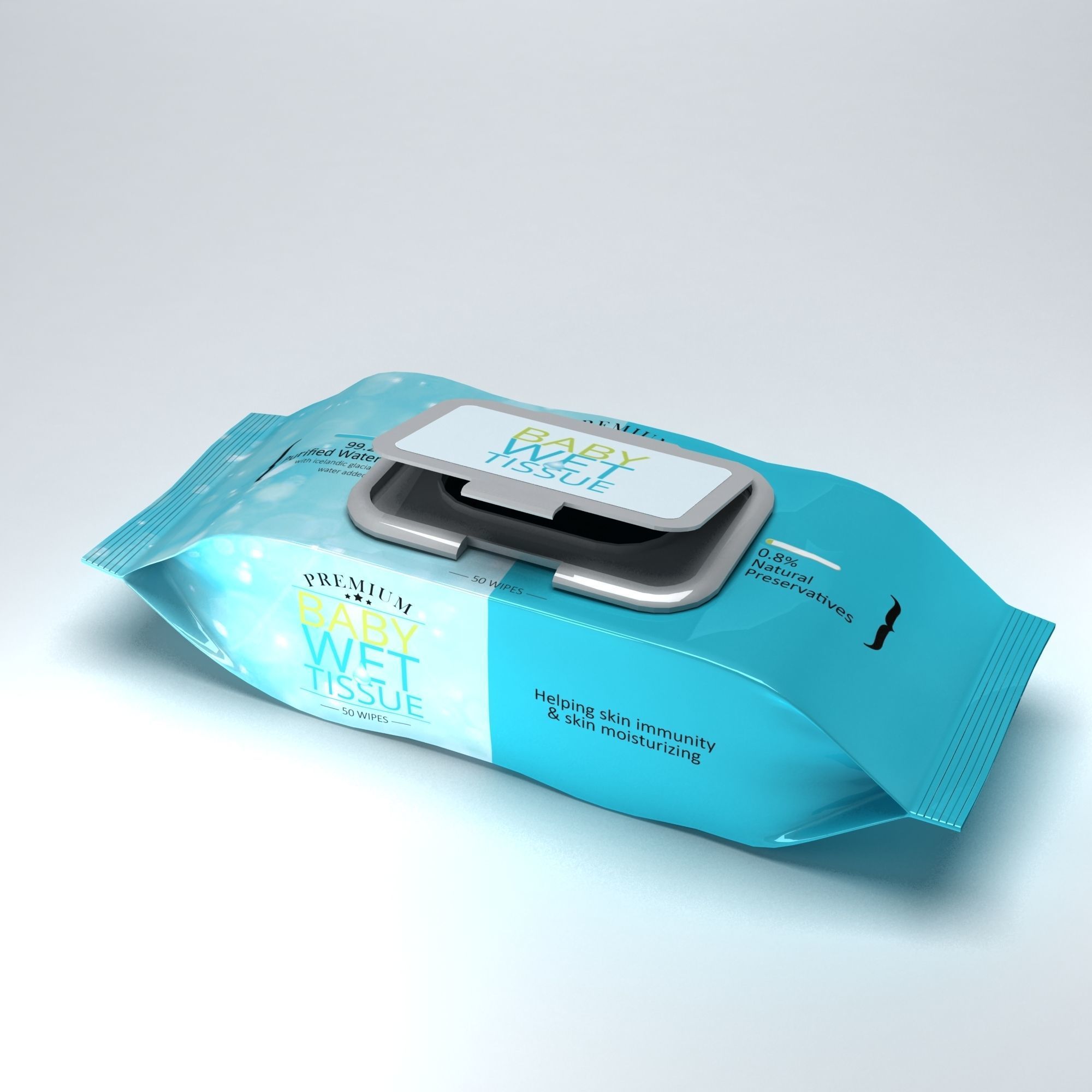 3D model Baby Wet Tissue Mockup  3D model_2