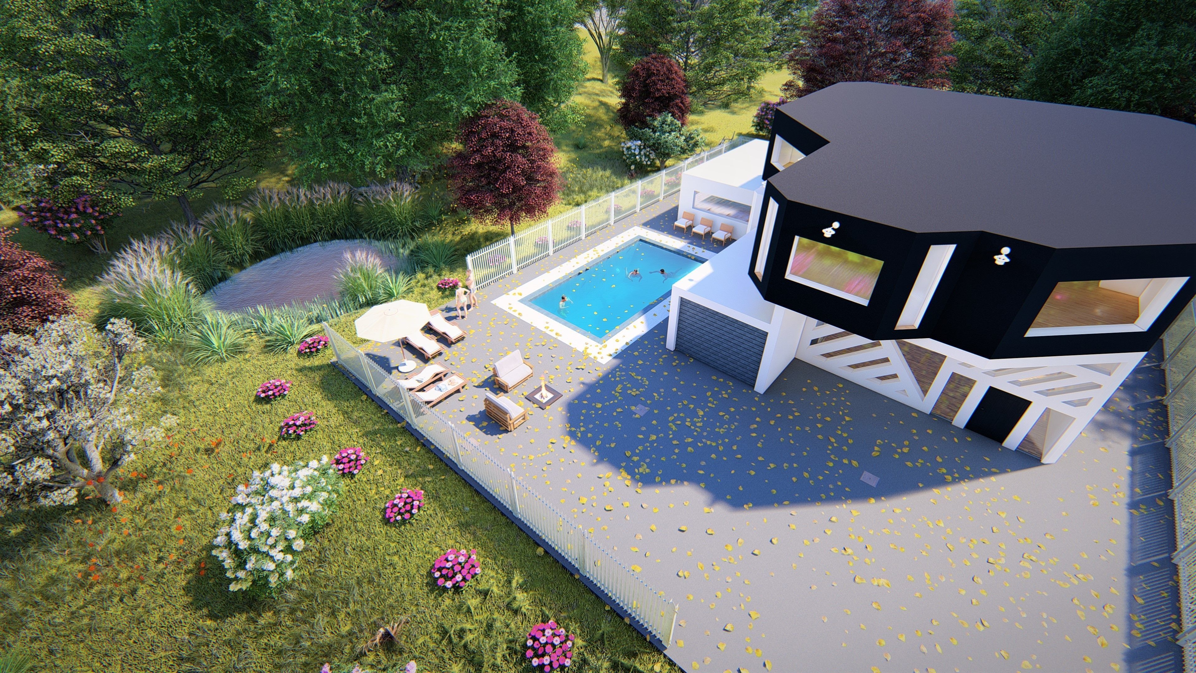 Realistic Modern House Model  Low-poly 3D model_5