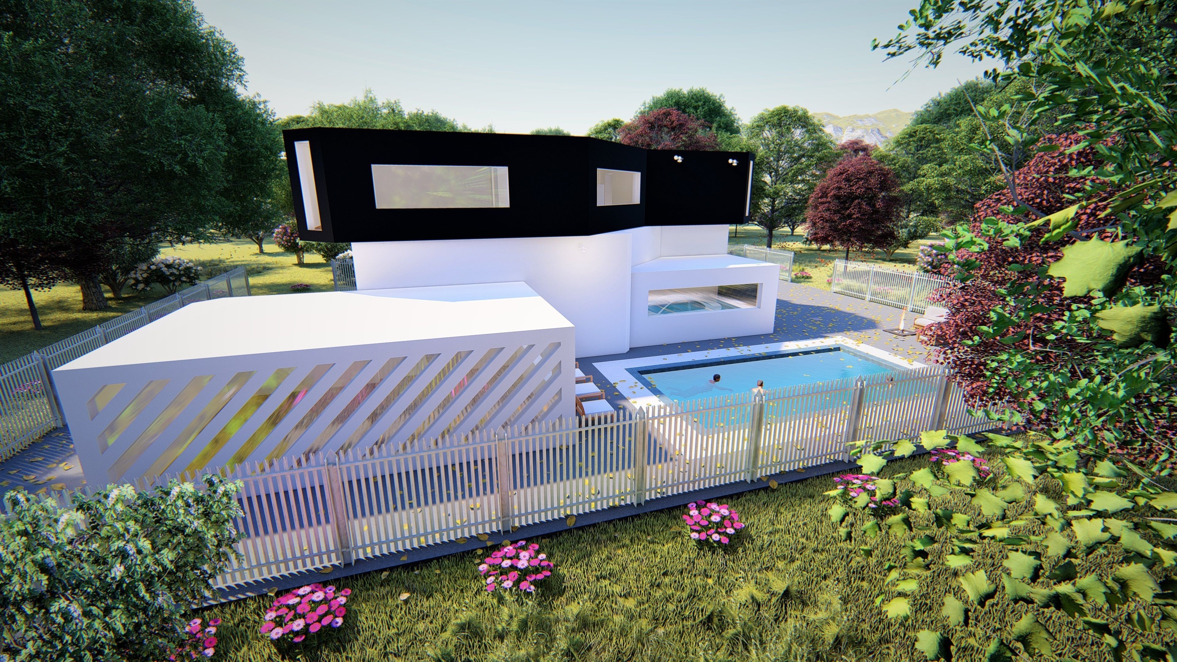 Realistic Modern House Model  Low-poly 3D model_6