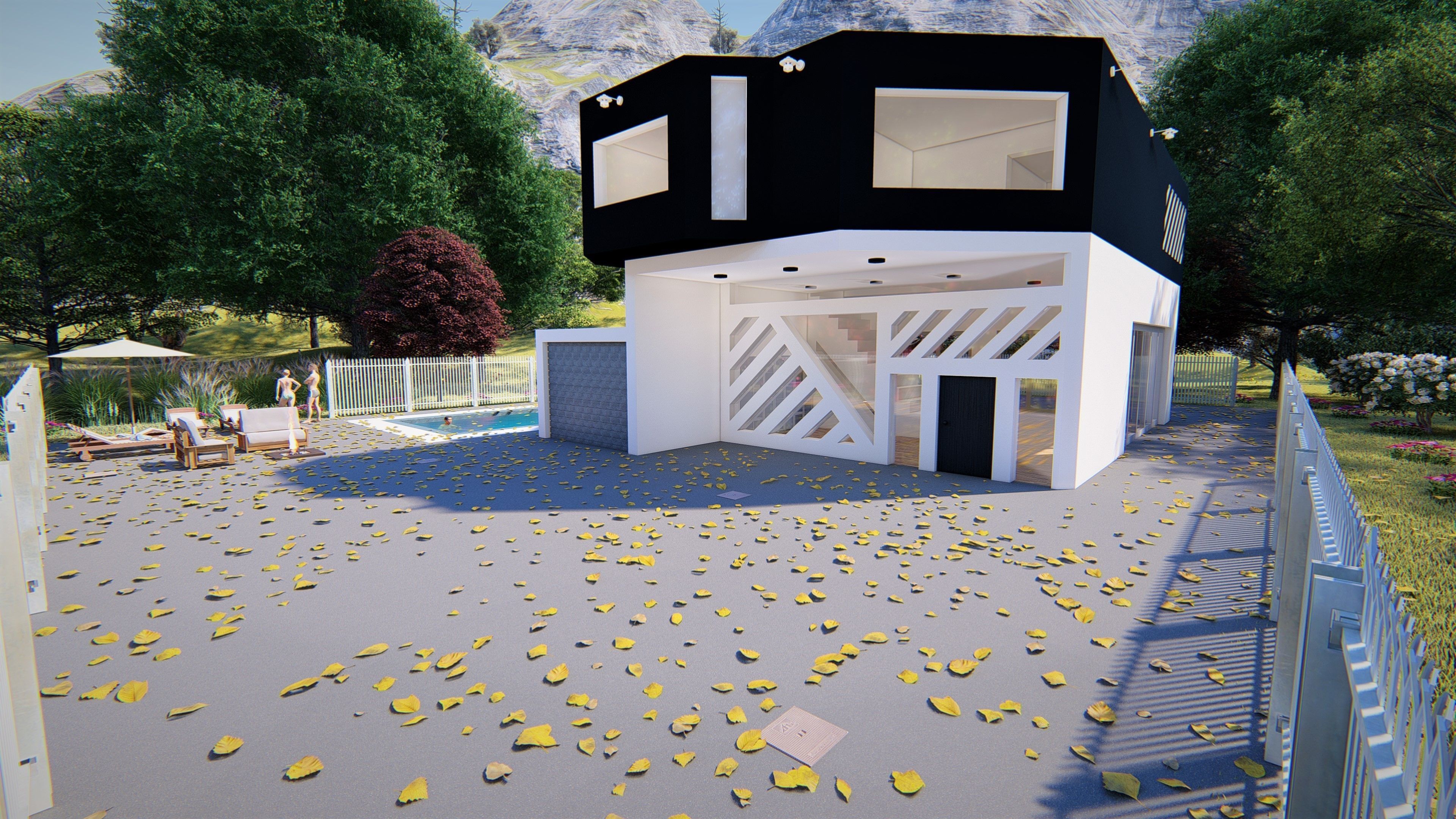 Realistic Modern House Model  Low-poly 3D model_7