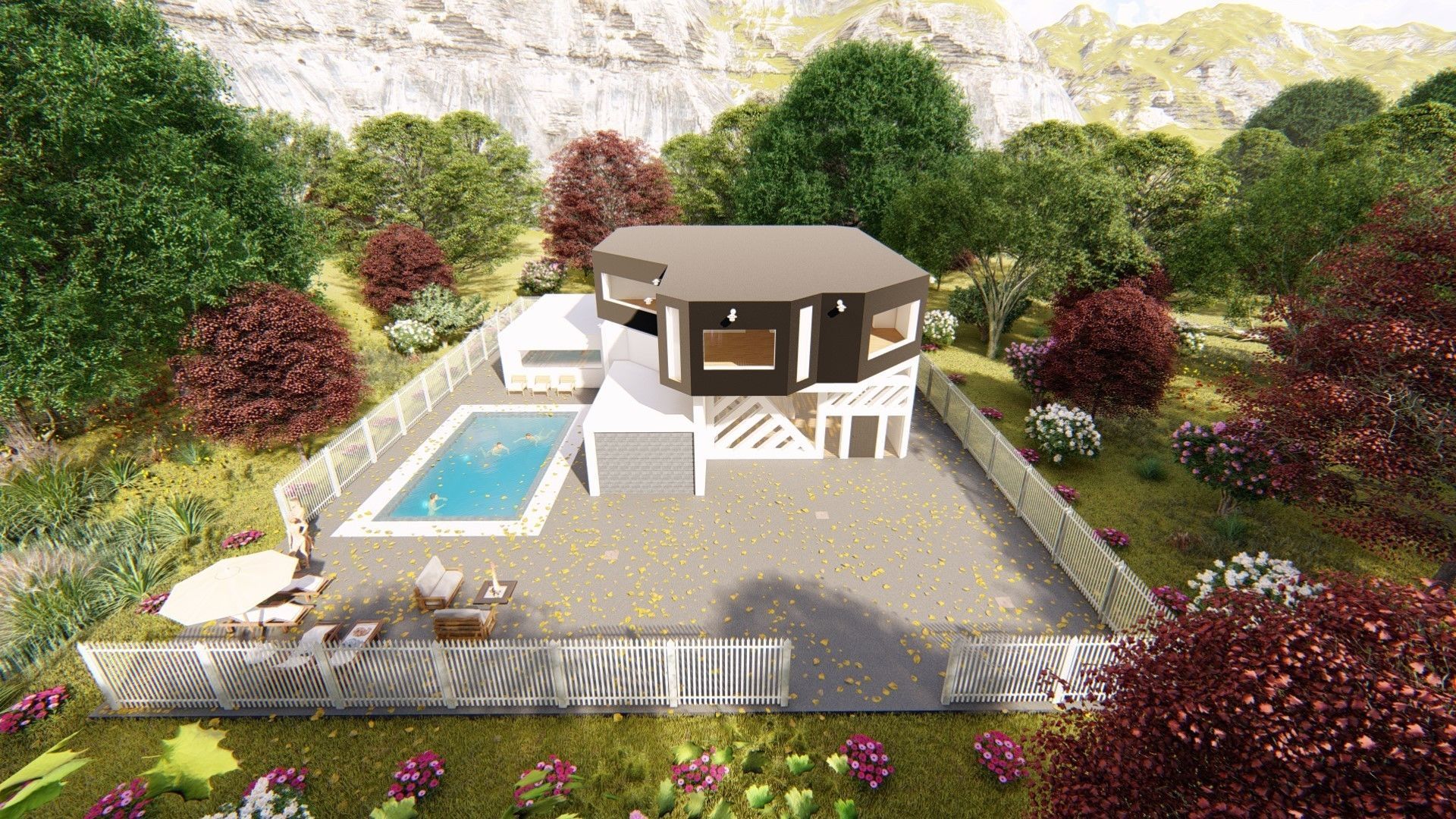 Realistic Modern House Model  Low-poly 3D model_31