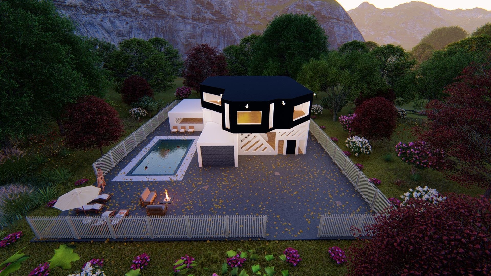 Realistic Modern House Model  Low-poly 3D model_43