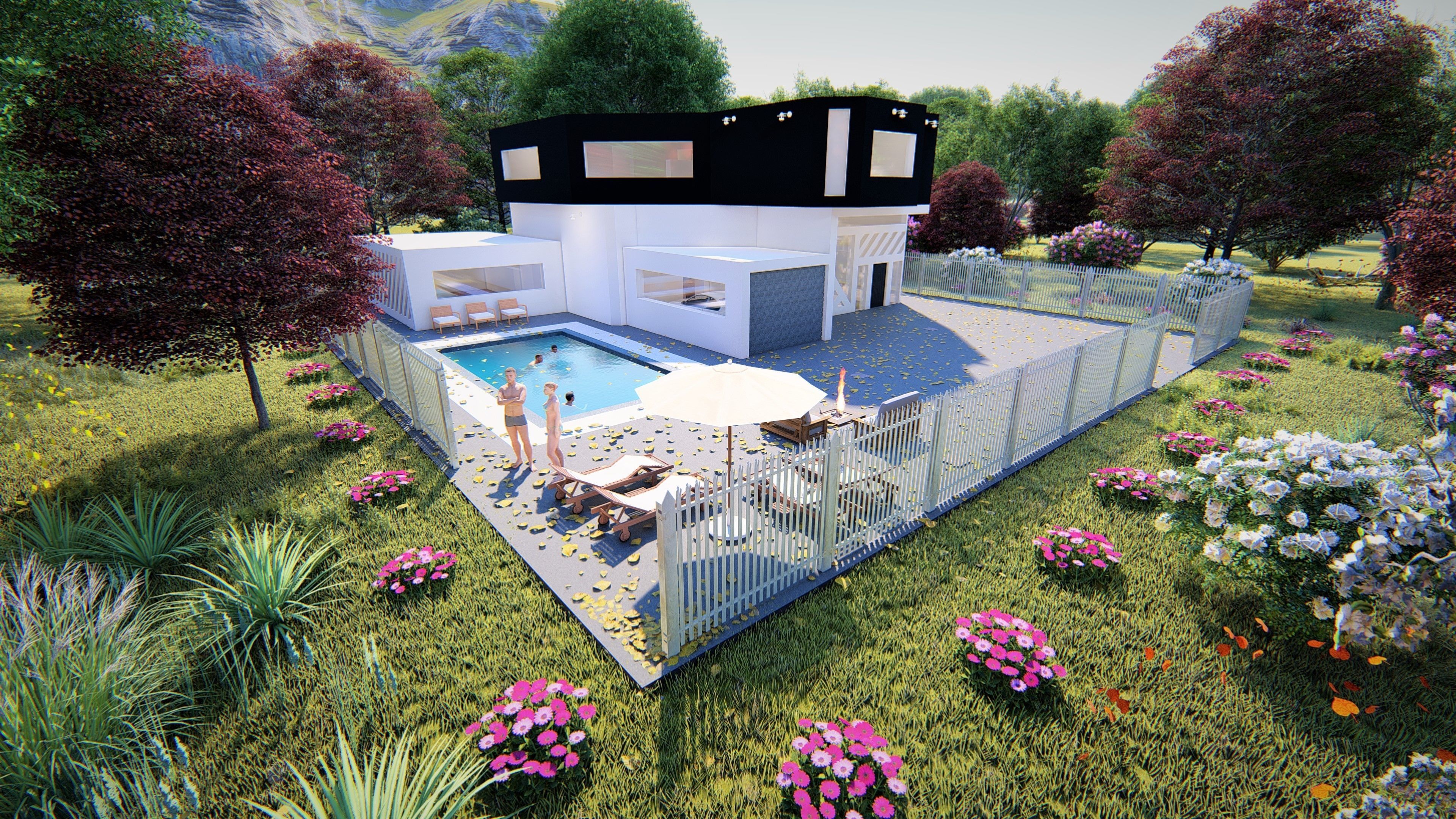 Realistic Modern House Model  Low-poly 3D model_3