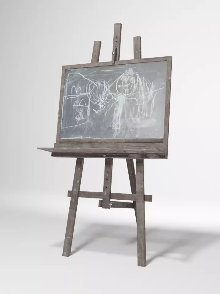 Kids easel with blackboard Free 3D model