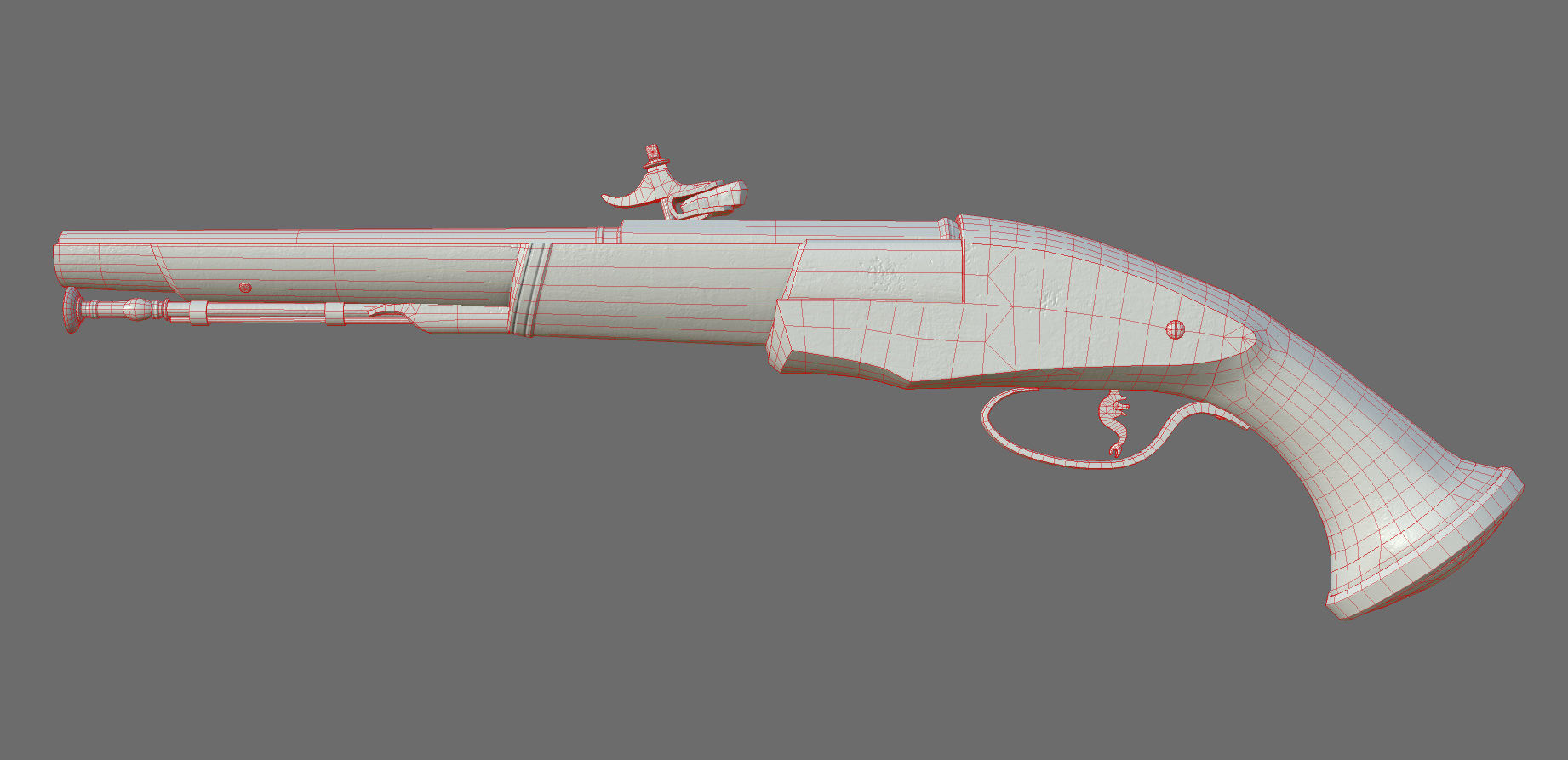 Weapon - Flintlock - Italian Wheellock Pistol Low-poly 3D model_35