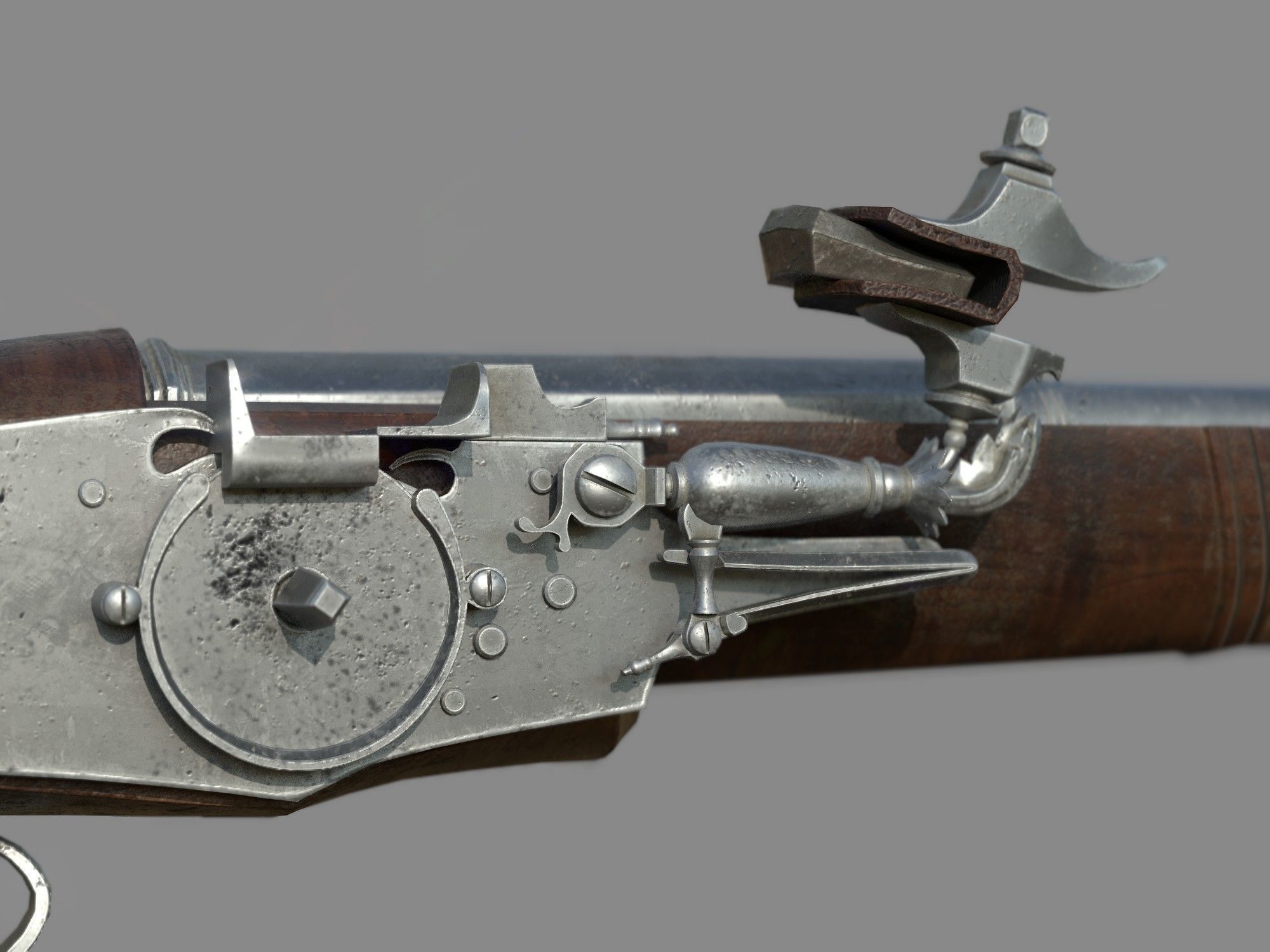 Weapon - Flintlock - Italian Wheellock Pistol Low-poly 3D model_16