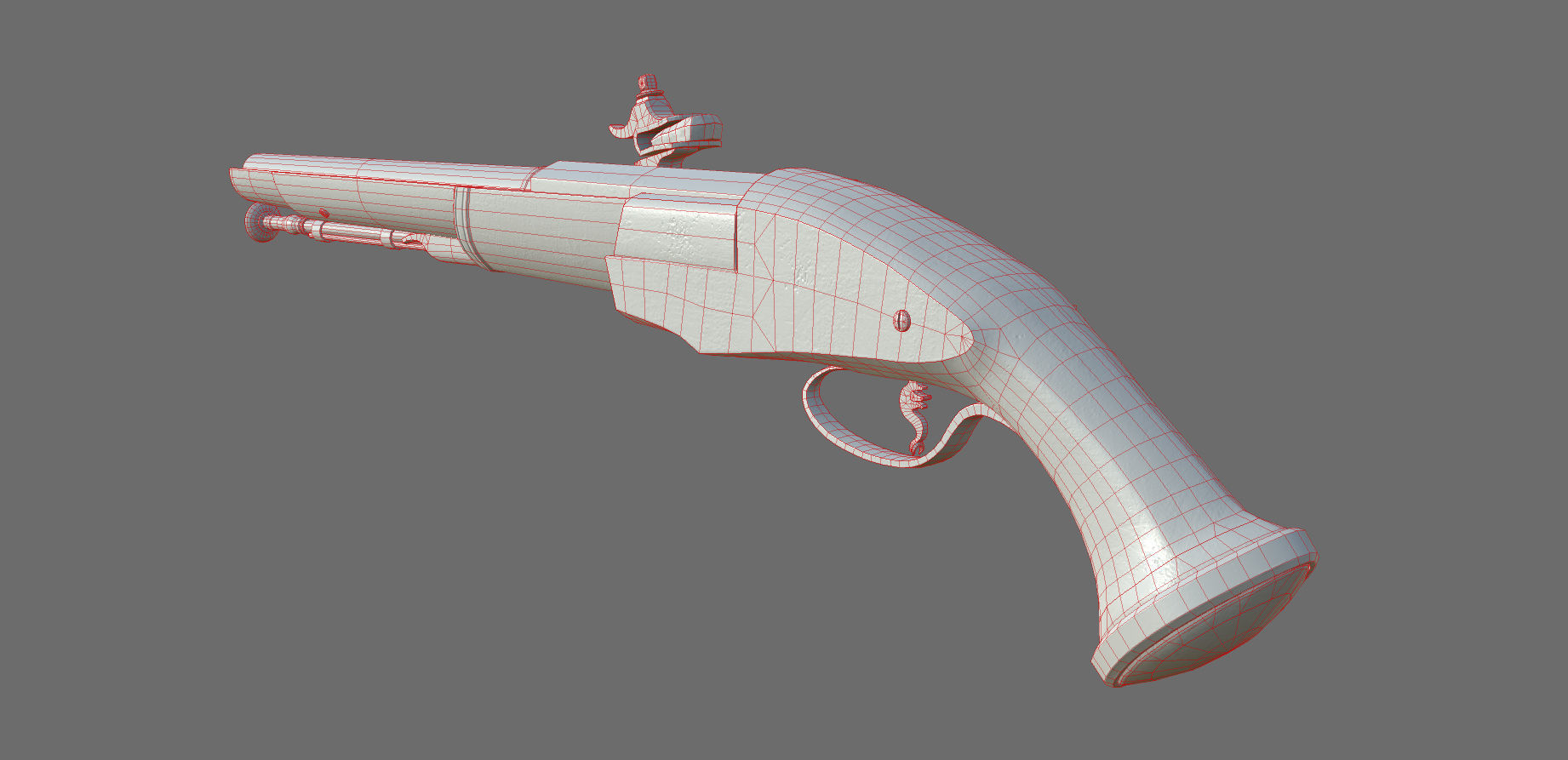 Weapon - Flintlock - Italian Wheellock Pistol Low-poly 3D model_36