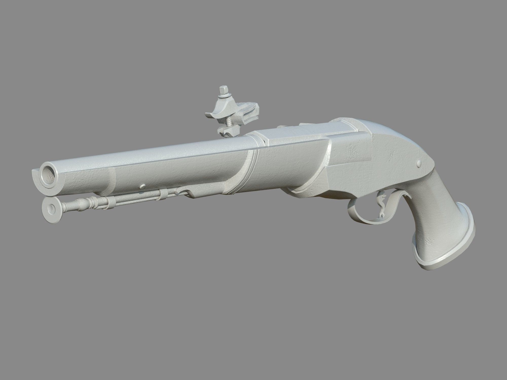 Weapon - Flintlock - Italian Wheellock Pistol Low-poly 3D model_10