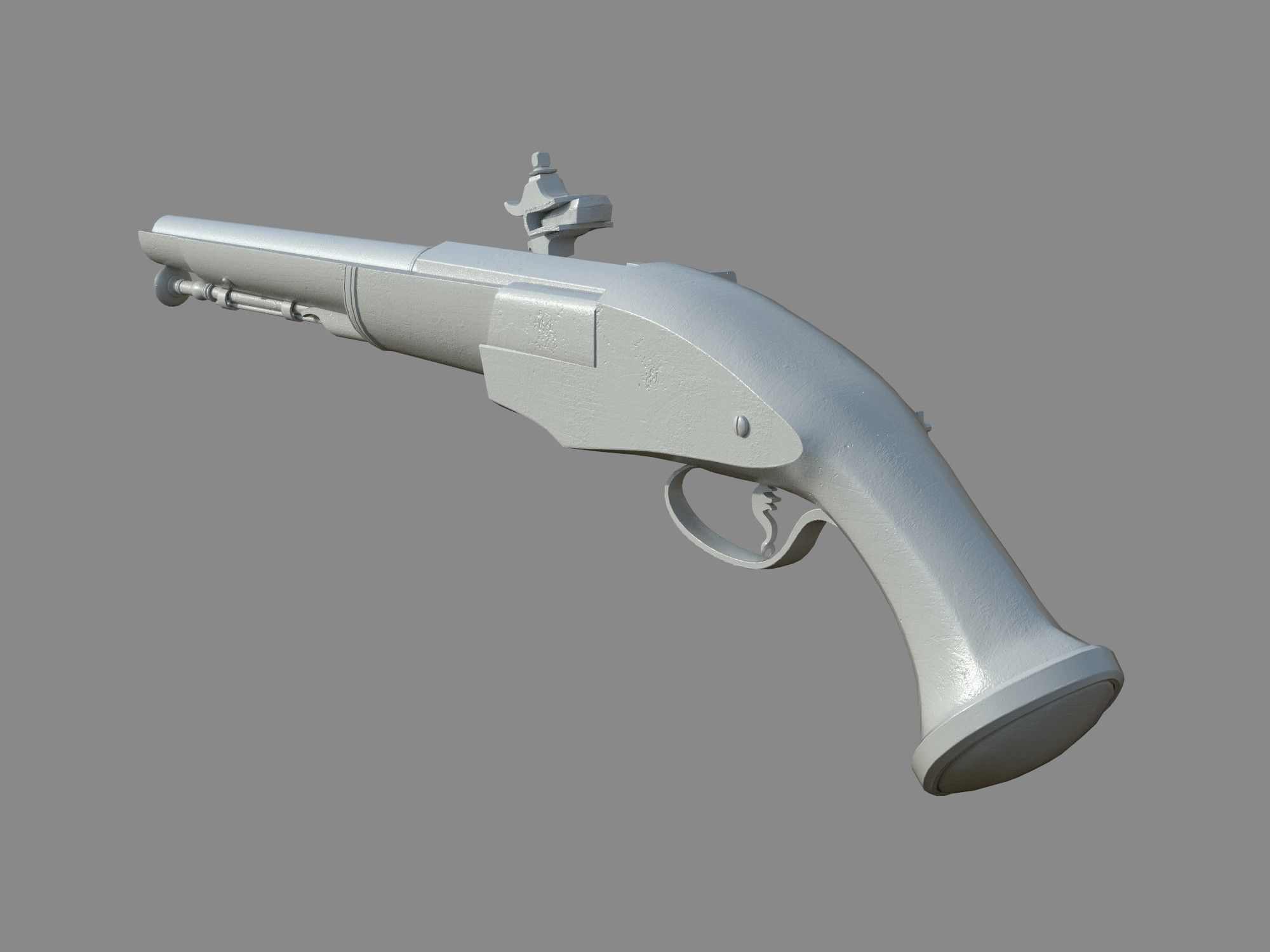 Weapon - Flintlock - Italian Wheellock Pistol Low-poly 3D model_12
