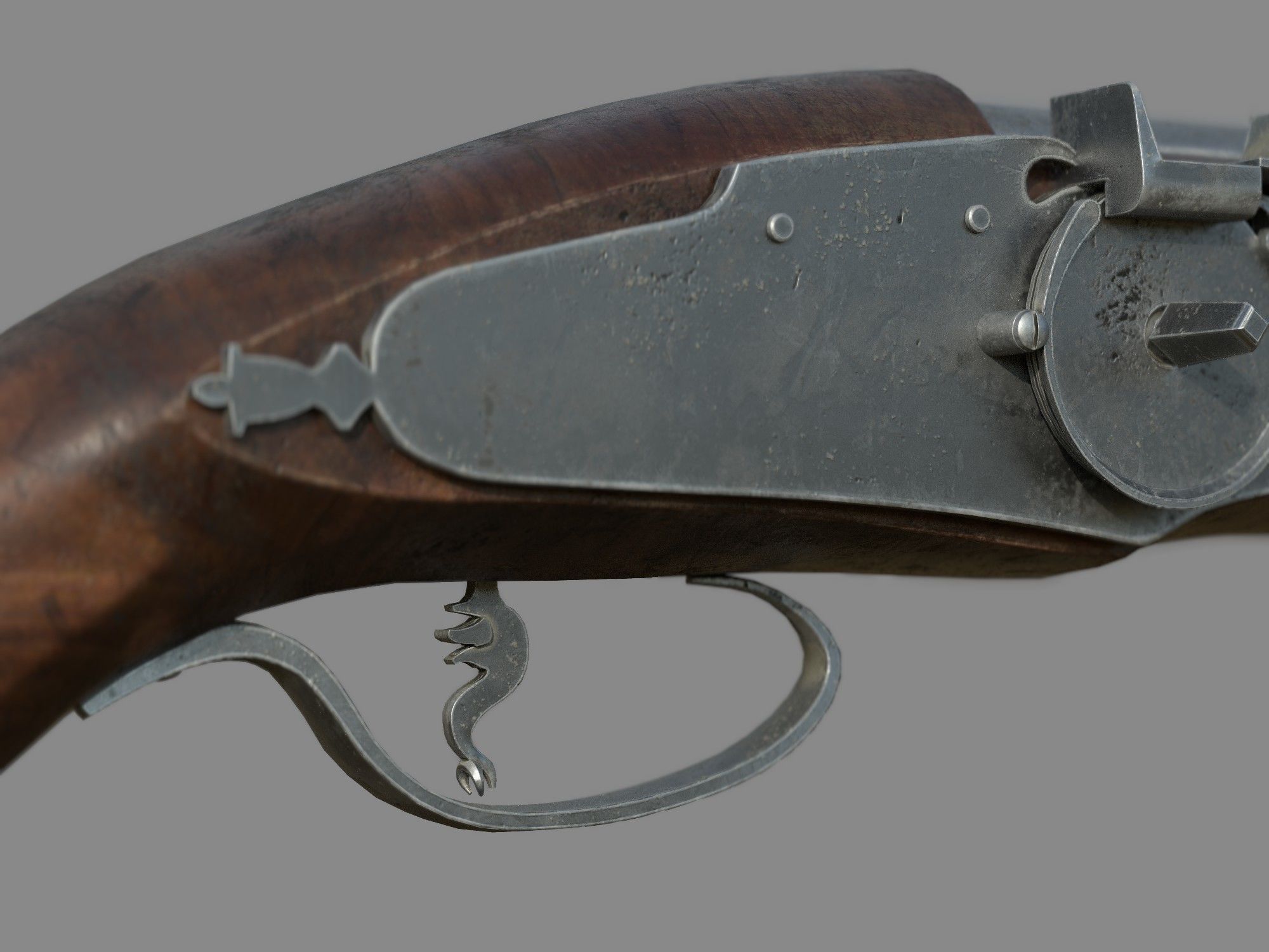 Weapon - Flintlock - Italian Wheellock Pistol Low-poly 3D model_15