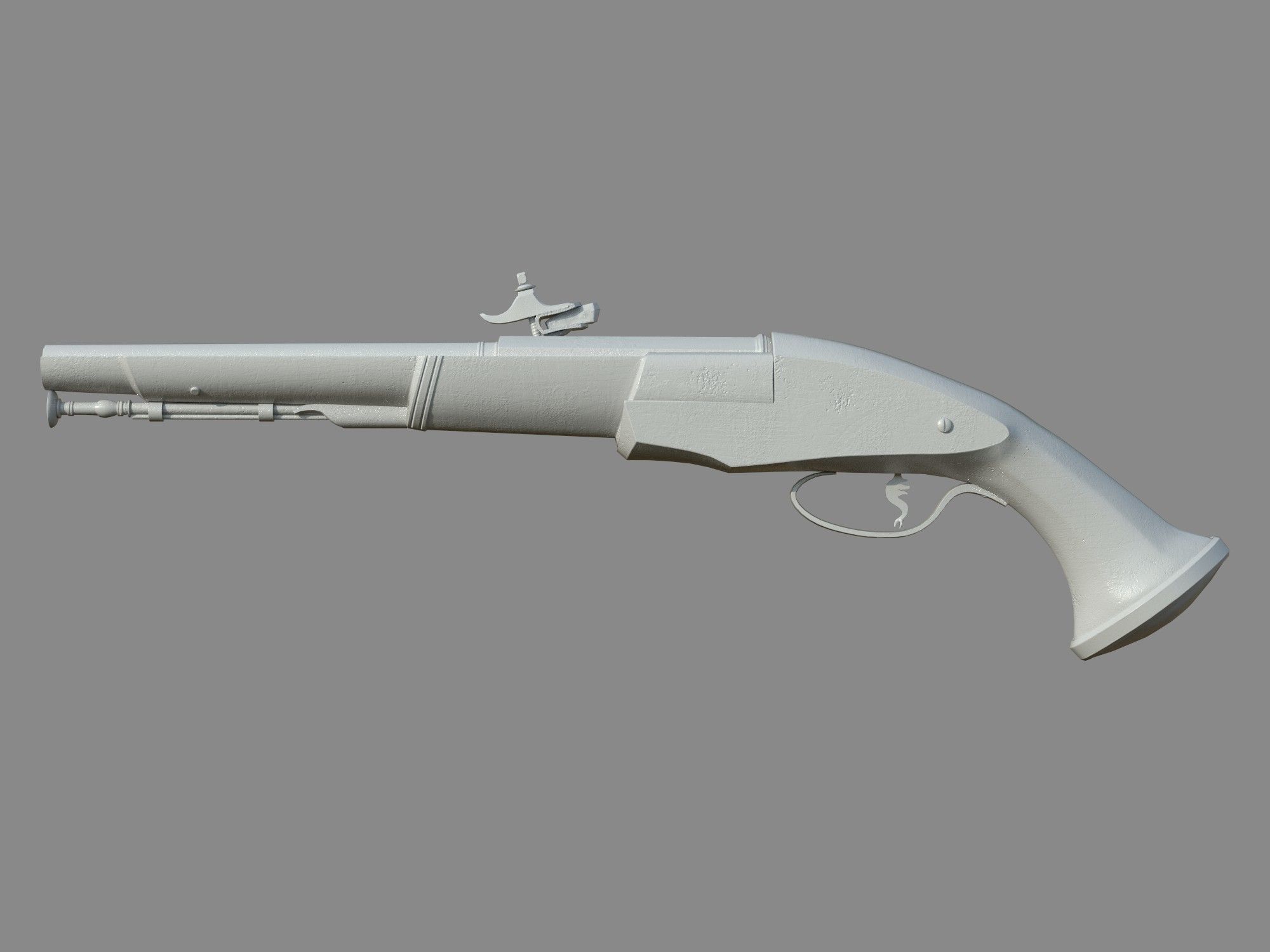 Weapon - Flintlock - Italian Wheellock Pistol Low-poly 3D model_11