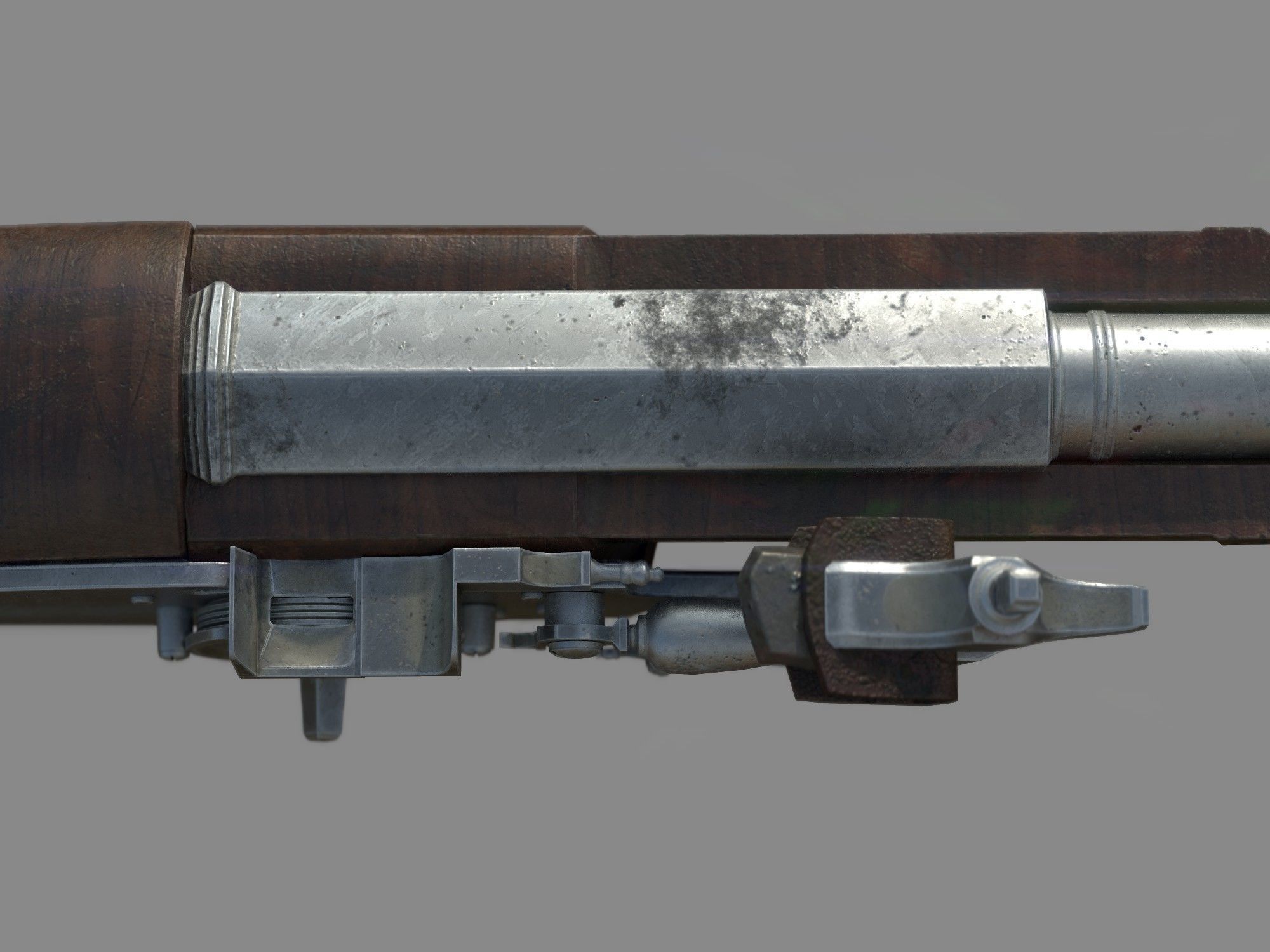 Weapon - Flintlock - Italian Wheellock Pistol Low-poly 3D model_19