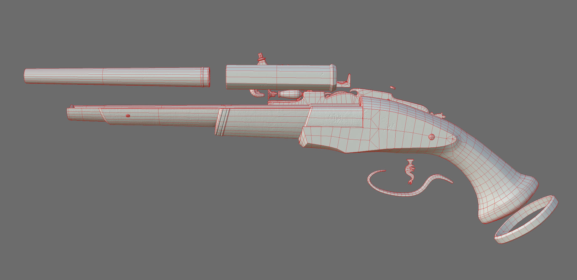 Weapon - Flintlock - Italian Wheellock Pistol Low-poly 3D model_40