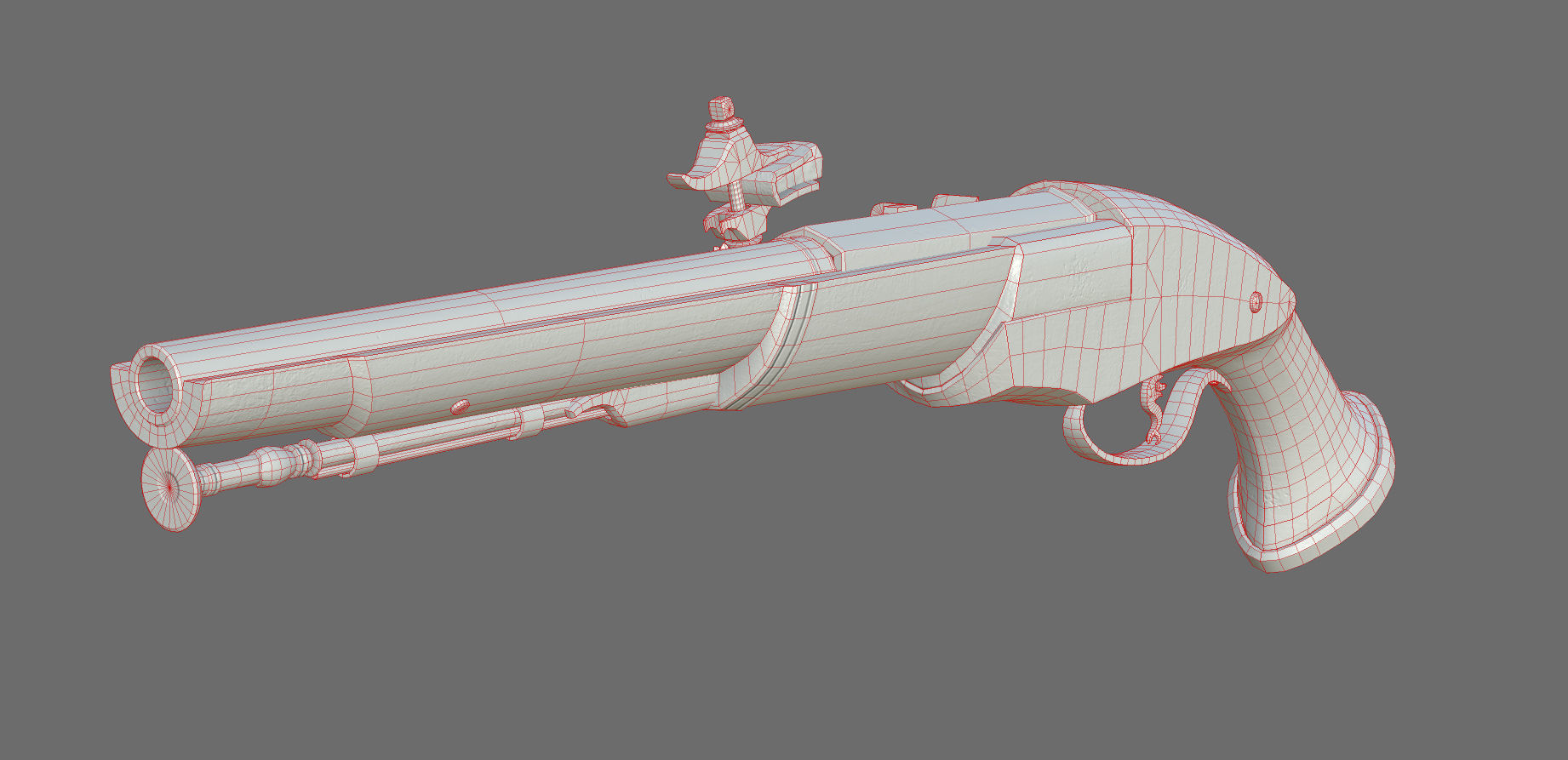 Weapon - Flintlock - Italian Wheellock Pistol Low-poly 3D model_34