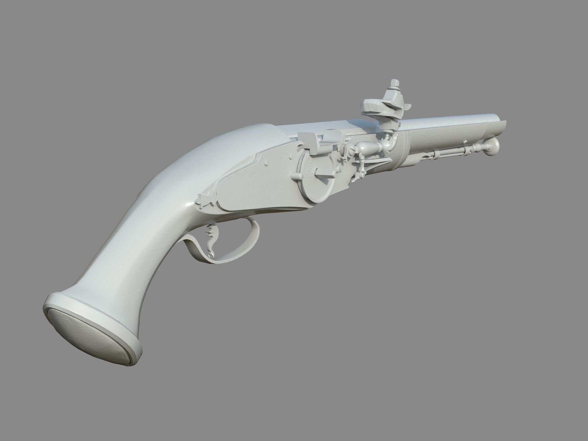 Weapon - Flintlock - Italian Wheellock Pistol Low-poly 3D model_13