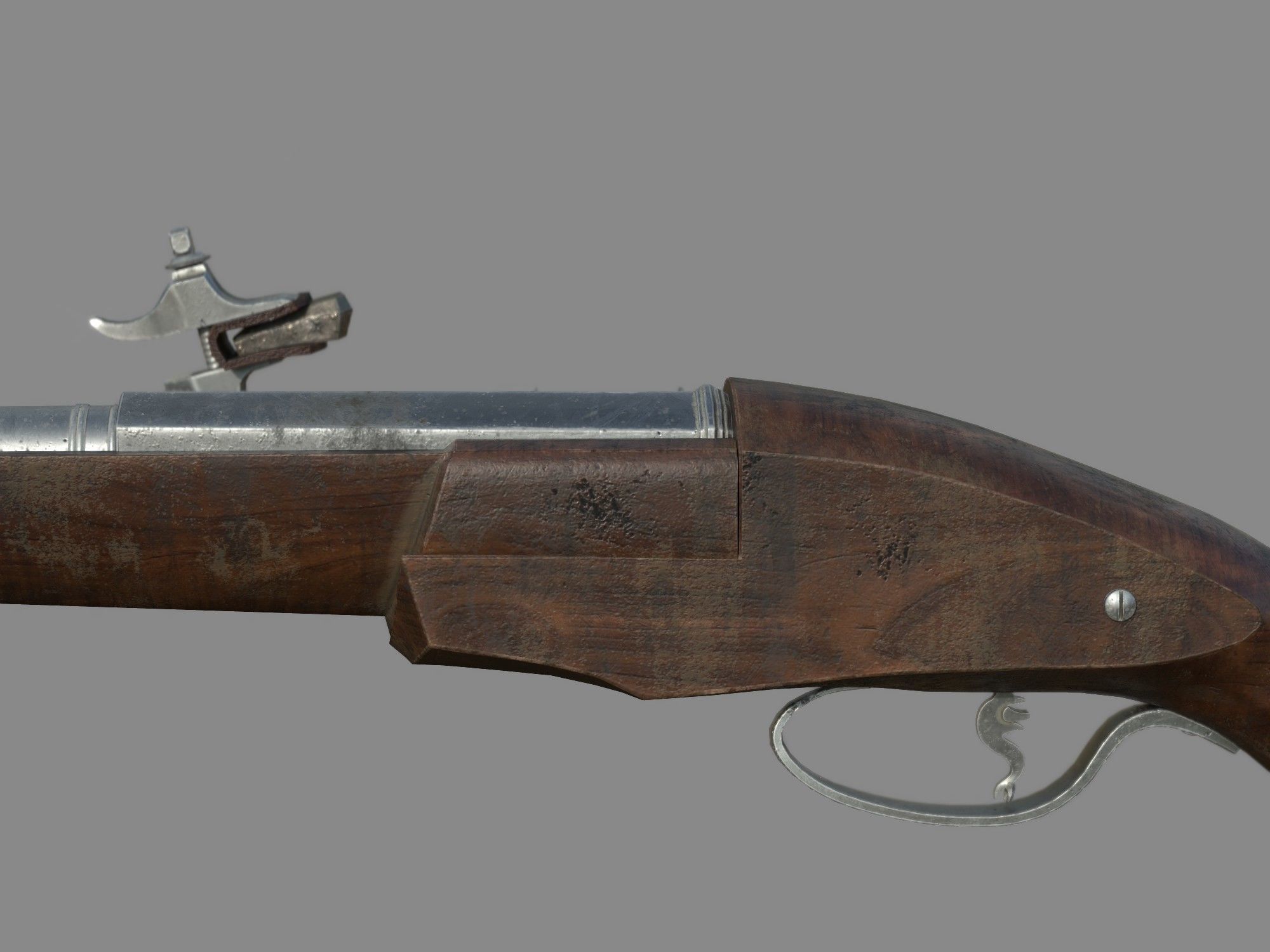 Weapon - Flintlock - Italian Wheellock Pistol Low-poly 3D model_18