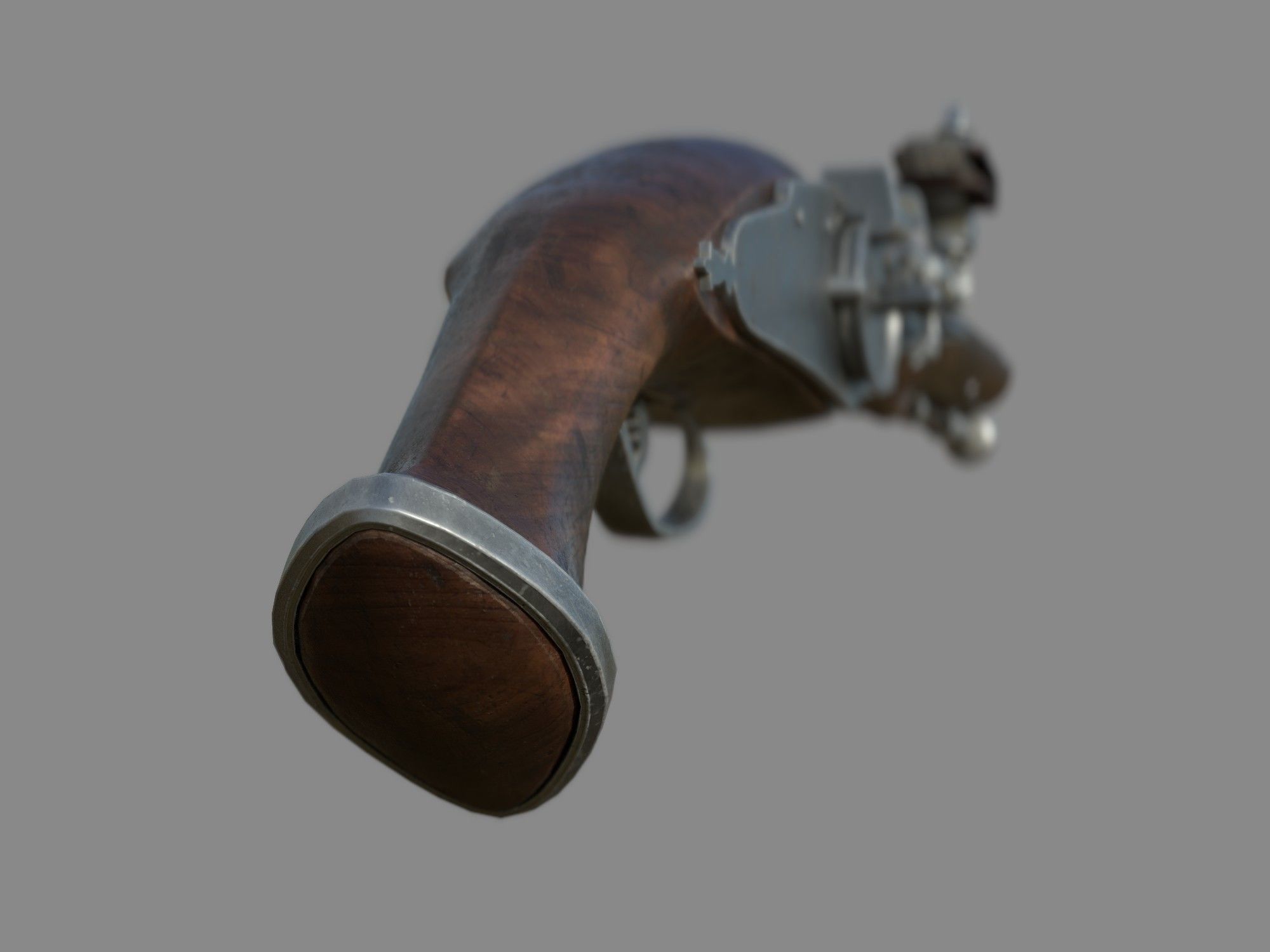 Weapon - Flintlock - Italian Wheellock Pistol Low-poly 3D model_14