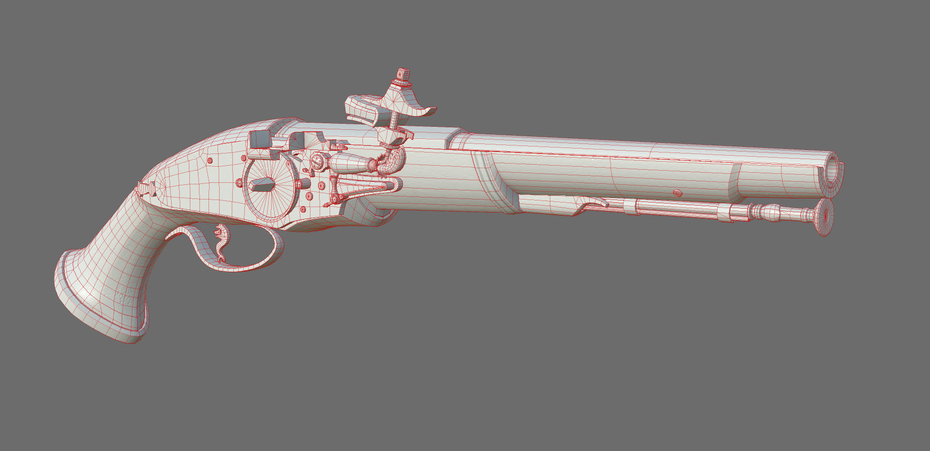 Weapon - Flintlock - Italian Wheellock Pistol Low-poly 3D model_33